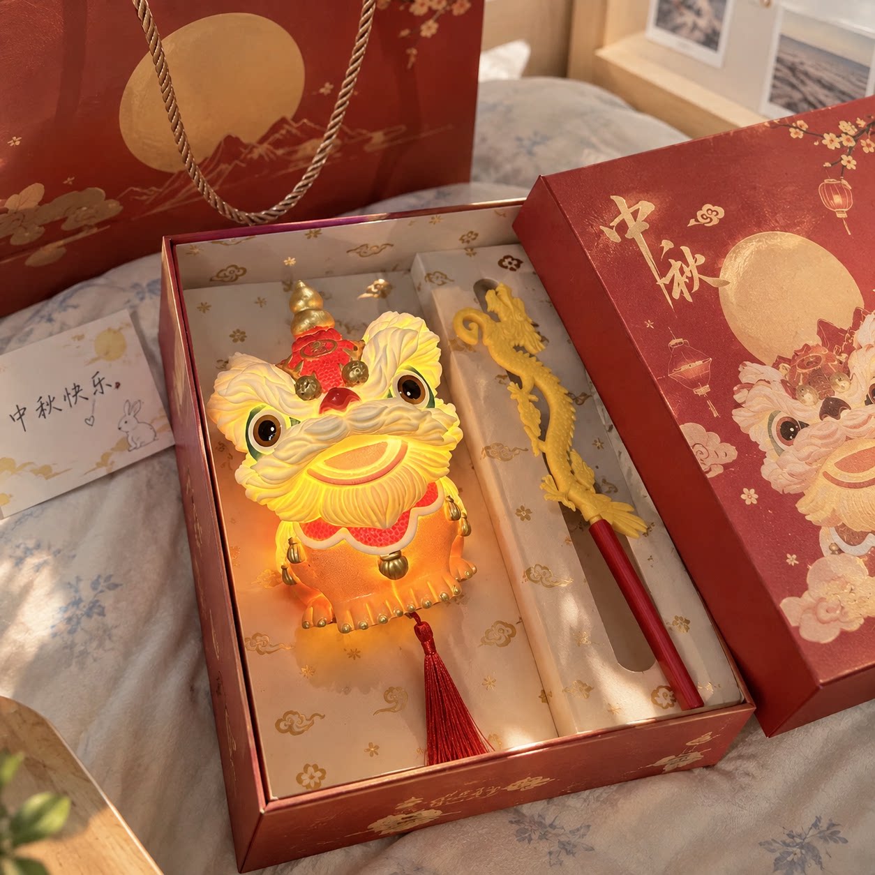 非遗中国风！中秋醒狮灯笼图片