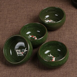 快速发货文房四宝鱼水碟水碗砚台小笔洗毛笔N茶杯五彩冰裂绘画多