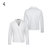 斜 细条纹斜拉链翻领短款 衬衫 Succinct 通勤休闲合身长袖 夹克