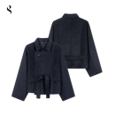 夹克翻领秋冬加厚外套 羊毛茧型双门襟毛呢中长款 Succinct 摩