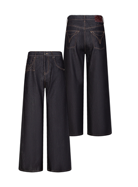 succinct“冈”刺绣纹路定织13.5oz赤耳A字宽松直筒原牛马毛皮牌