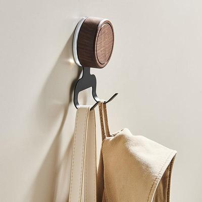 胡桃木双头纸巾挂钩卫生间免打孔悬挂式抽纸挂洗脸巾吸盘双钩跨境