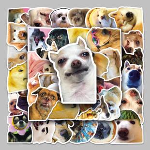 50张可爱网红狗狗表情包创意搞笑DIY笔记本手机壳手账本贴纸防水