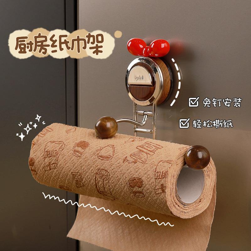 吸盘厨房纸巾架免打孔橱柜用纸挂架抽纸卷纸架懒人抹布保鲜膜挂架