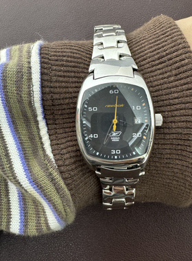 Awasteoftime浪费时间 y2k中古手表复古黑色古着方形金属石英手表