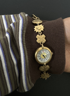 Awateoftime浪费时间 中古手表复古小众花朵手链式腕表石英手表