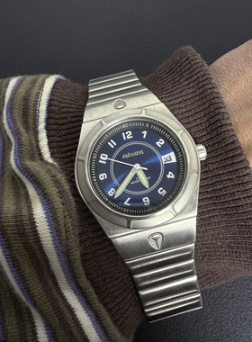 Awateoftime浪费时间 中古手表圆形表盘小众复古数学显示石英手表