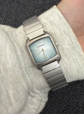 Awasteoftime浪费时间 vintage中古手表复古美式蓝色方形表盘手表