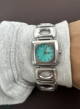 Awateoftime浪费时间 中古手表绿色复古个性方块石英手表