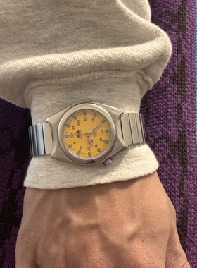Awateoftime浪费时间 欧美中古手表小众复古黄色圆形金属石英手表