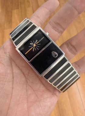 Awasteoftime浪费时间 黑色个性中古手表复古大表盘腕表石英手表