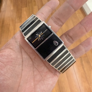 Awasteoftime浪费时间 黑色个性中古手表复古大表盘腕表石英手表