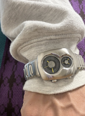 Awateoftime浪费时间中古石英手表双时区小众复古简约金属手表