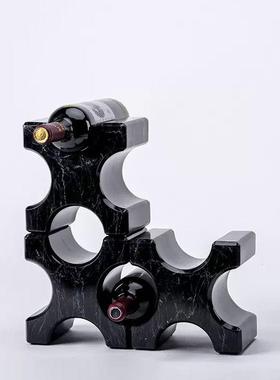 现简代约大理块石方组合镂空架样酒板房展厅酒柜FSF客厅红酒架装