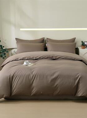 新0款6支长绒棉四件套纯色131.8床高高密简约风奢纯轻棉4件支套