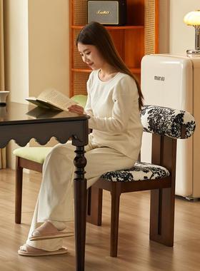 复见描述古实家木餐椅用设计师书桌椅靠靠椅背现代黑色河马椅法式