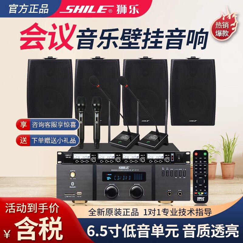 狮乐壁挂会议音响套装功放音箱