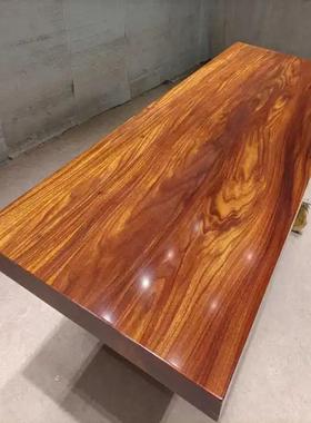 现货奥坎实木桌班巴花乌大金木板办公会议桌时茶尚轻奢大台XUP整