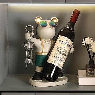 个性 架居饰家客厅电视TAG柜现创代摆件轻奢高档工 熊酒柜意红酒装