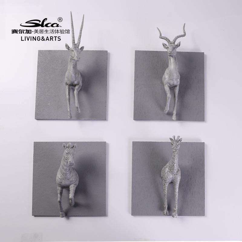 创意民仿动物鹿壁挂墙面装饰头品酒店真酒吧宿软UDP装饰品树脂工