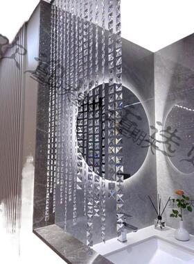 免打孔透明UUY奢华水晶珠帘客餐隔生断帘卫间厅半墙水晶屏厅风