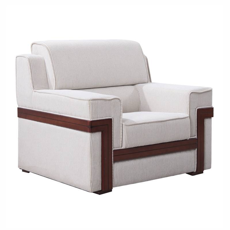 现代简约办公室接待会议室洽谈办公沙发单人实木框架布艺