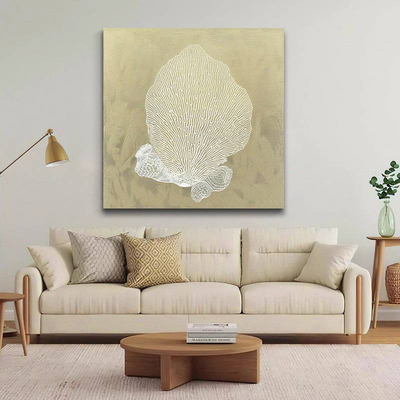 纯手绘抽象油画贝壳珍珠沙发背景客厅卧室画玄关餐厅肌理装饰画图片