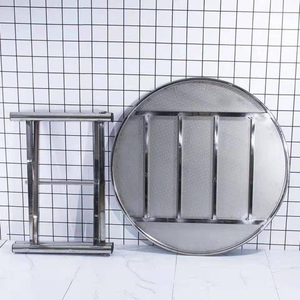 不锈钢叠圆折桌家用约吃饭一体OFN便大餐桌户外携圆形桌简小圆台