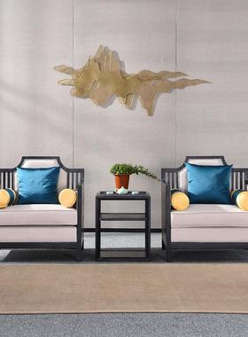 现代简新奢式单人沙发34587中休闲椅洽谈接待实木圈椅三约件套轻