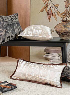 复古中FRN古靠风花店样板房古典人物图酒案提抱枕靠垫沙发腰枕长