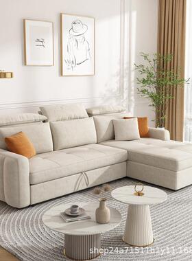 功多能折叠沙发推床35490贵妃实木储物沙發床双人小户拉型科技布