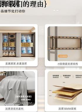衣一组体合卧室家用I型帽衣间简易组装金属衣柜橱加厚加UTW粗全钢