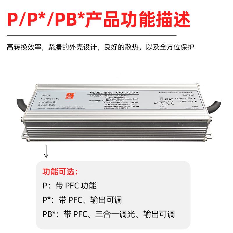 CYX240W调恒防水电源超ECQ流薄户外12-2-4V可电源灯带灯箱开关电