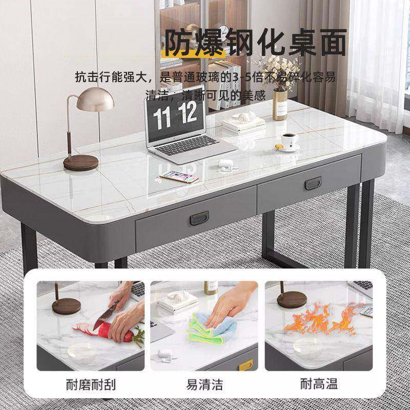意轻奢钢化玻璃电脑公桌FDM家用室卧现代简约式学习桌台式写字办