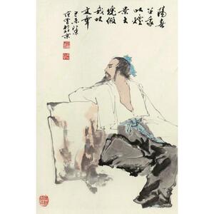 KVW画《李白吟诗图》范曾名人名国画4*600cm包邮