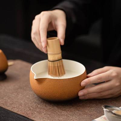 古韵抹茶八件套渐变陶瓷日式点茶道打沫搅拌整套工具茶筅茶刷茶碗
