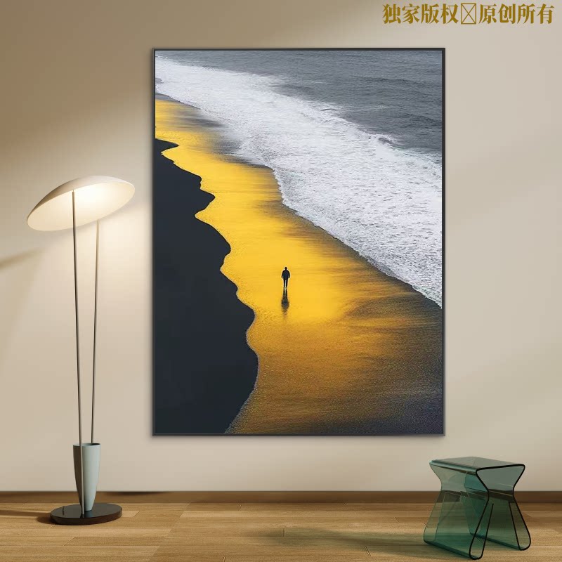 夕阳沙滩数字油画diy填色手工解压手绘油彩画丙烯减压书房画填充