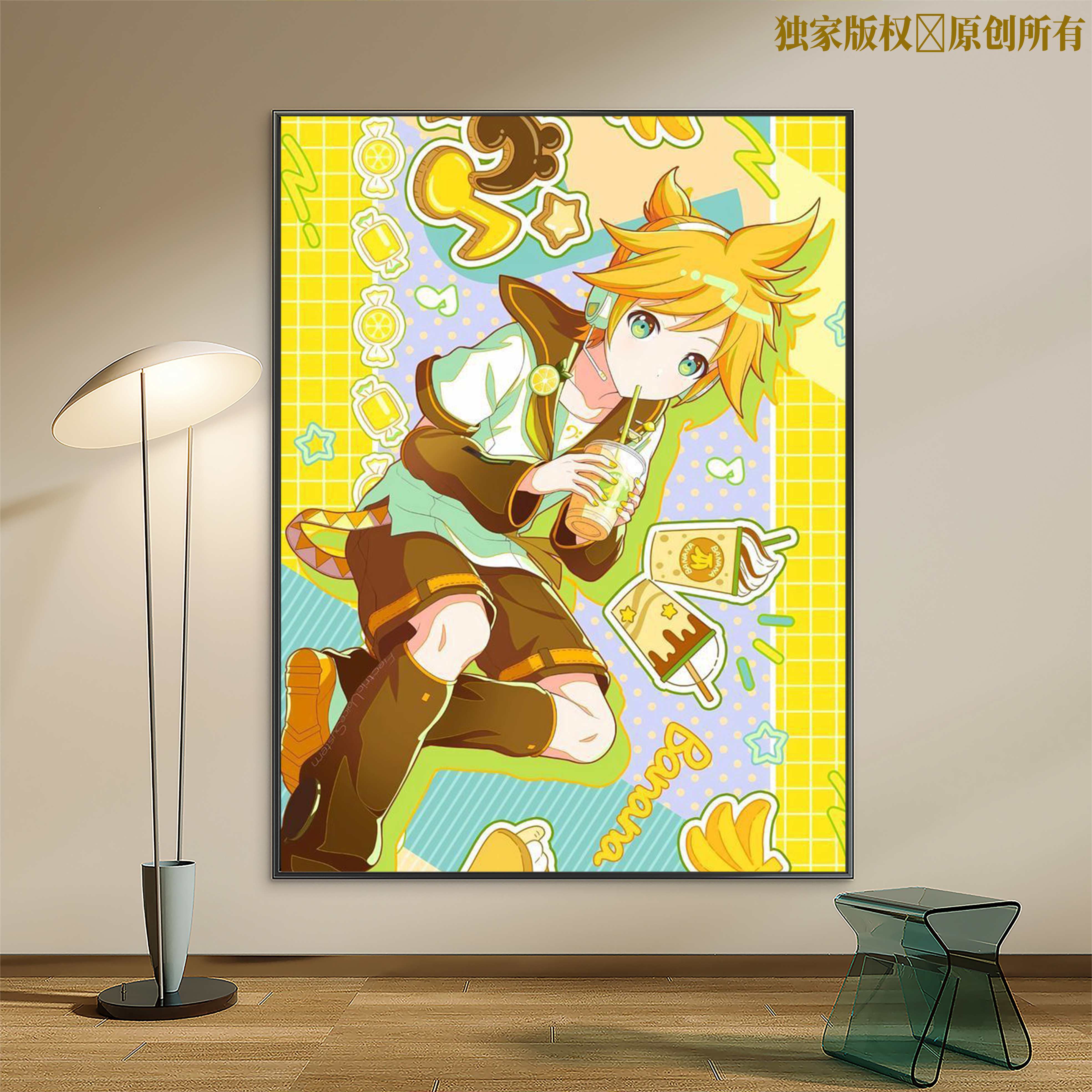 镜音连len数字油画动漫人物2026实木手工diy填色手绘油彩画装饰画
