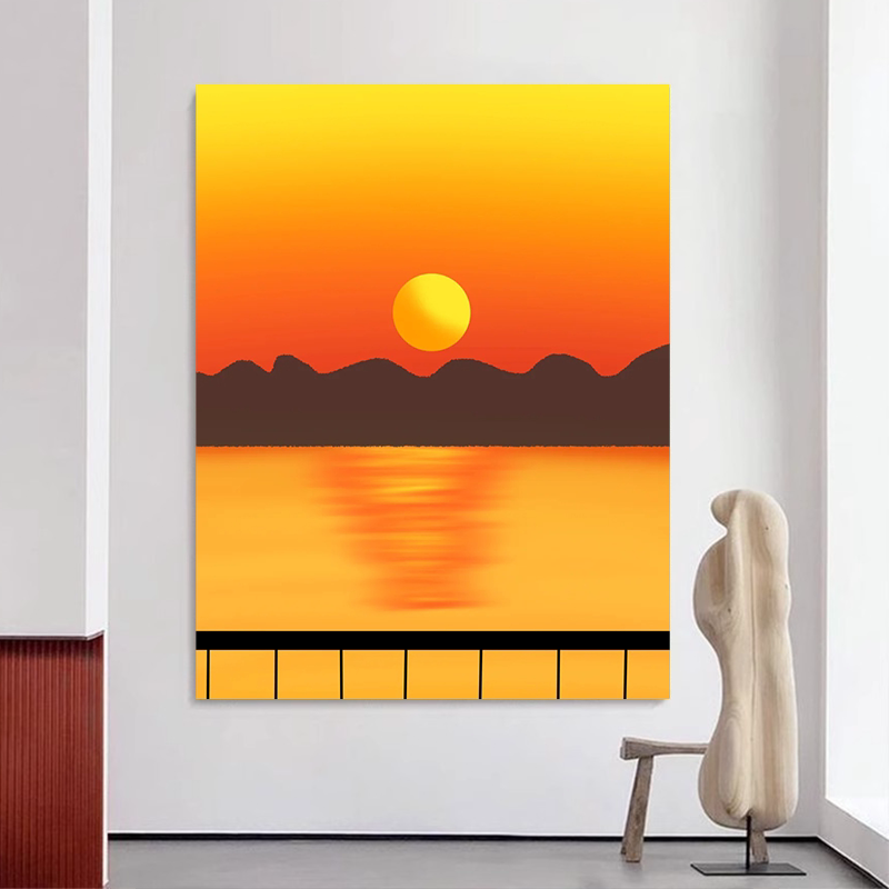风景夕阳数字油画DIY套装手绘涂色画手工礼物填色儿童减压装饰画