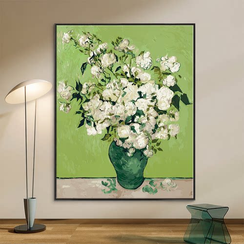 成人解压画数字油画diy填充手绘手工填色涂色玄关油彩画 复古花卉