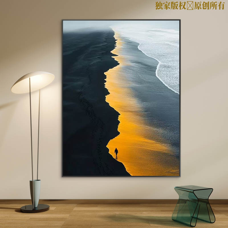 夕阳沙滩数字油画diy填色手工解压手绘油彩画丙烯减压书房画填充