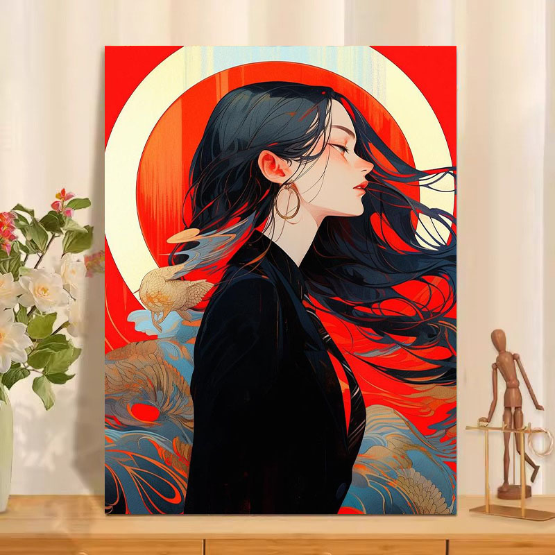 治愈系填色高颜值丙烯手绘油画布图片