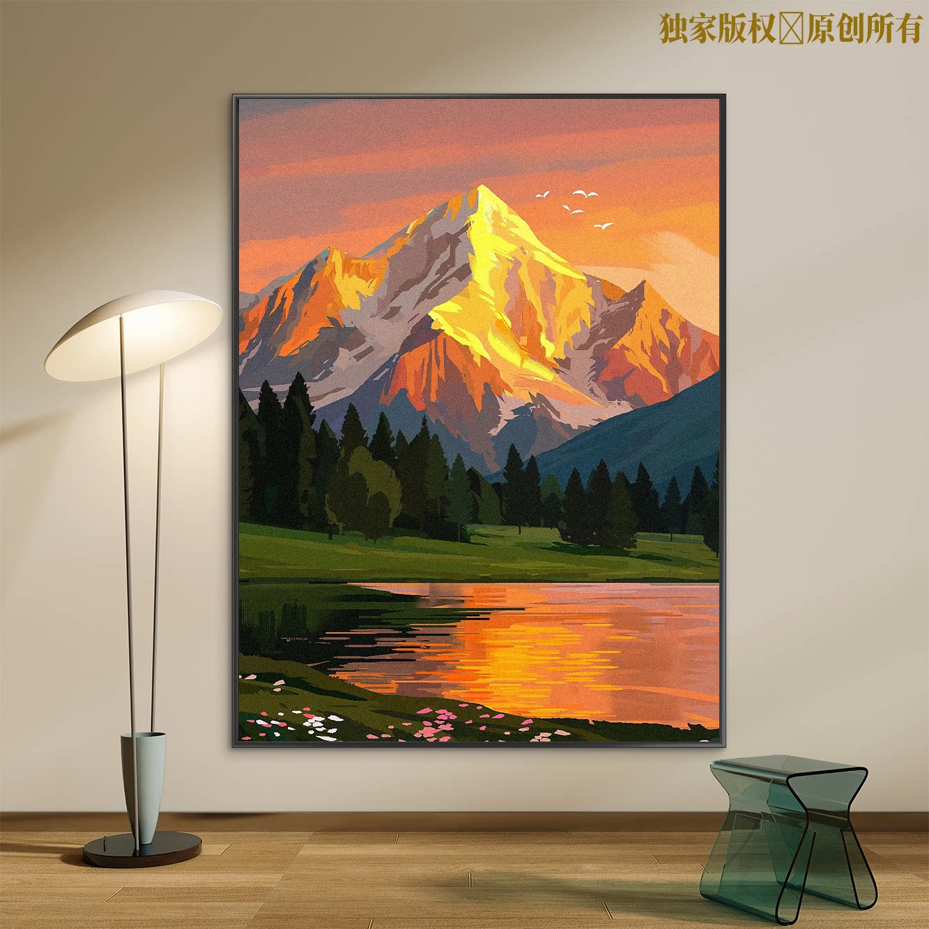 山水画数字油画diy填色手工简单可爱解压涂色写实客厅手绘装饰画