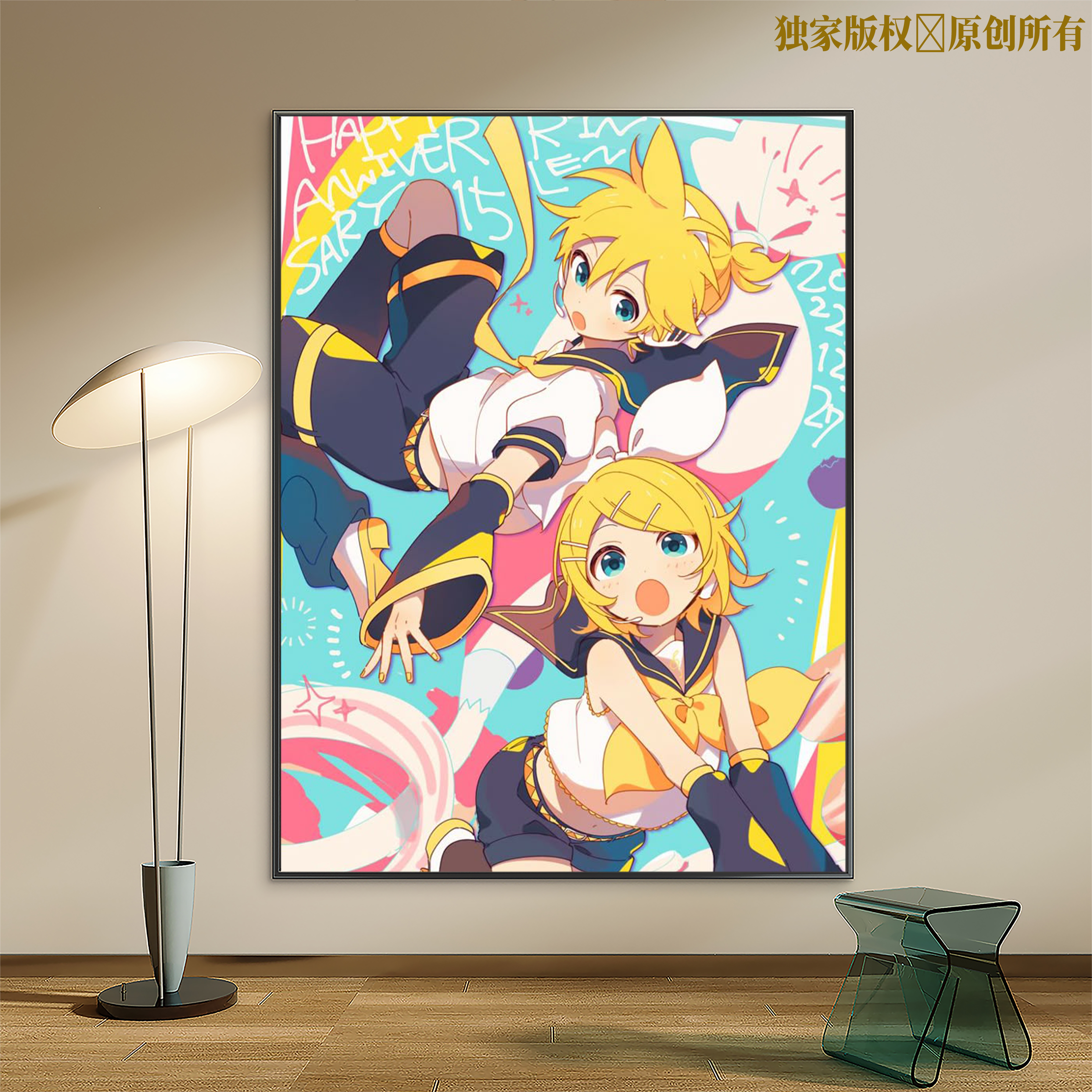 镜音双子数字油画动漫人物2026实木手工diy填色手绘油彩画装饰画