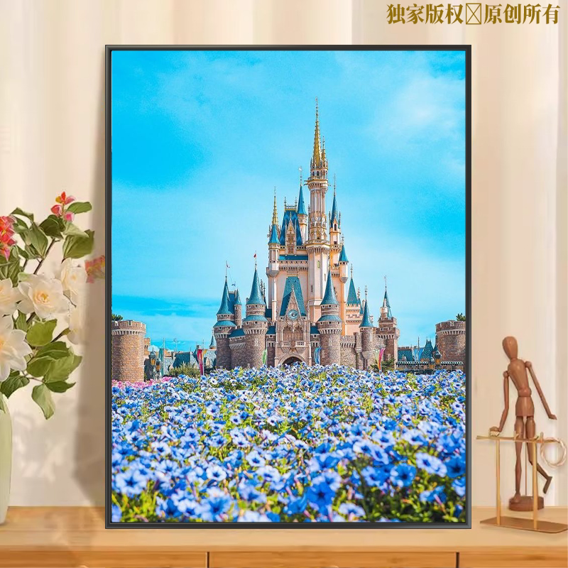 城堡风景数字油画diy填色手工解压涂色手绘油彩画丙烯颜料减压画
