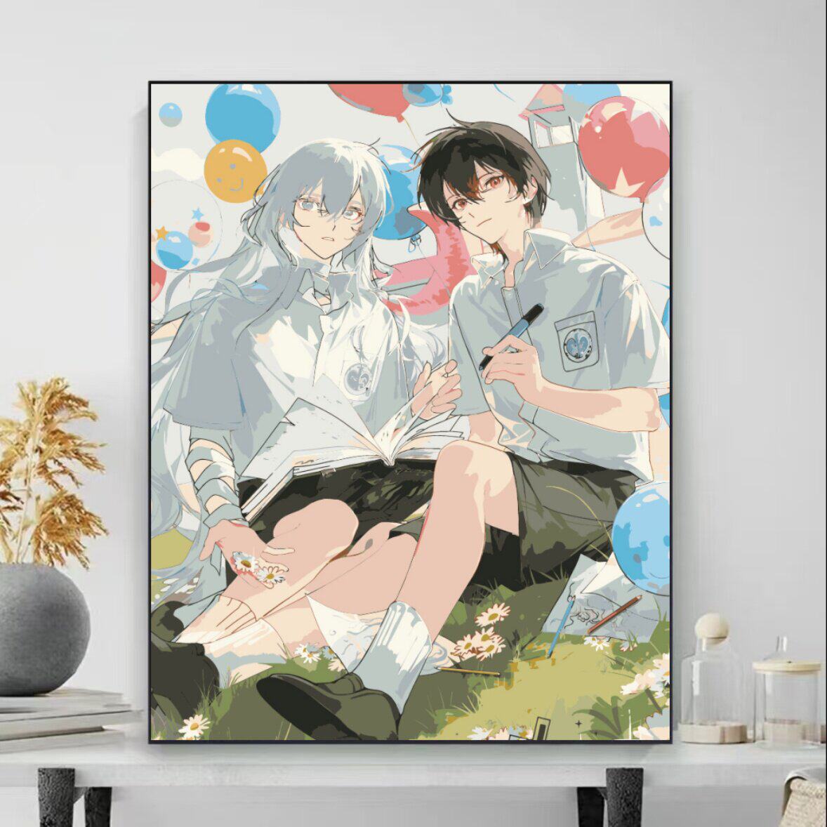 成人解压画数字油画diy填充手绘手工填色涂色玄关油彩画 惊封人物