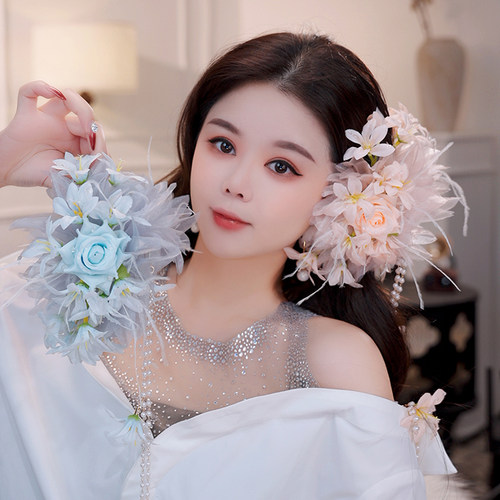 时宴泡芙 凝露玫瑰鲨鱼夹立体花朵蝴蝶羽毛氛围感显发量抓夹女
