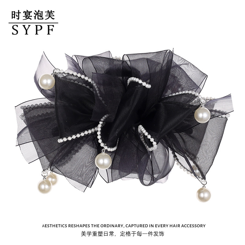 【法式蝴蝶结】丝带抓夹超仙甜美珠珠花边发夹韩系日常简约发饰