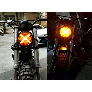 复古摩托车改装X型超亮前大灯车头灯 鑫源/游侠/龙嘉V咖LED前照灯