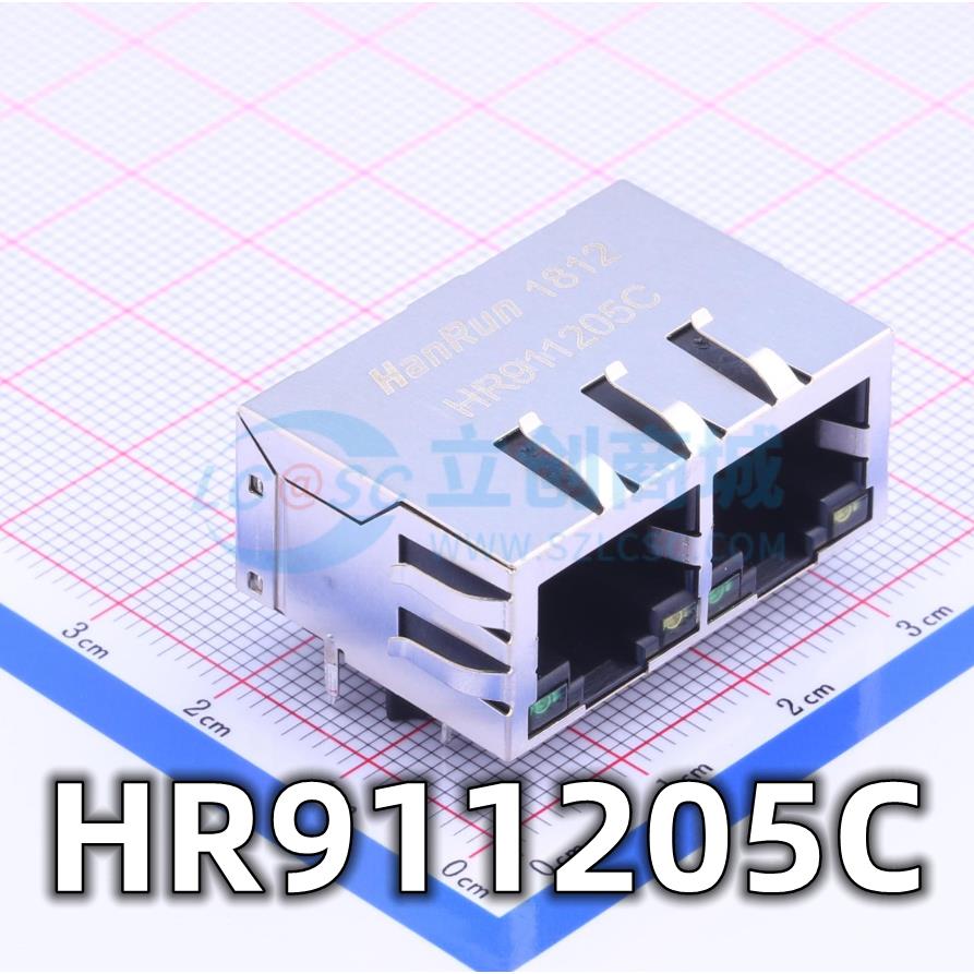 全新原装 HR911205C 封装RJ45 1*2双口带灯网口 网络变压器 现货